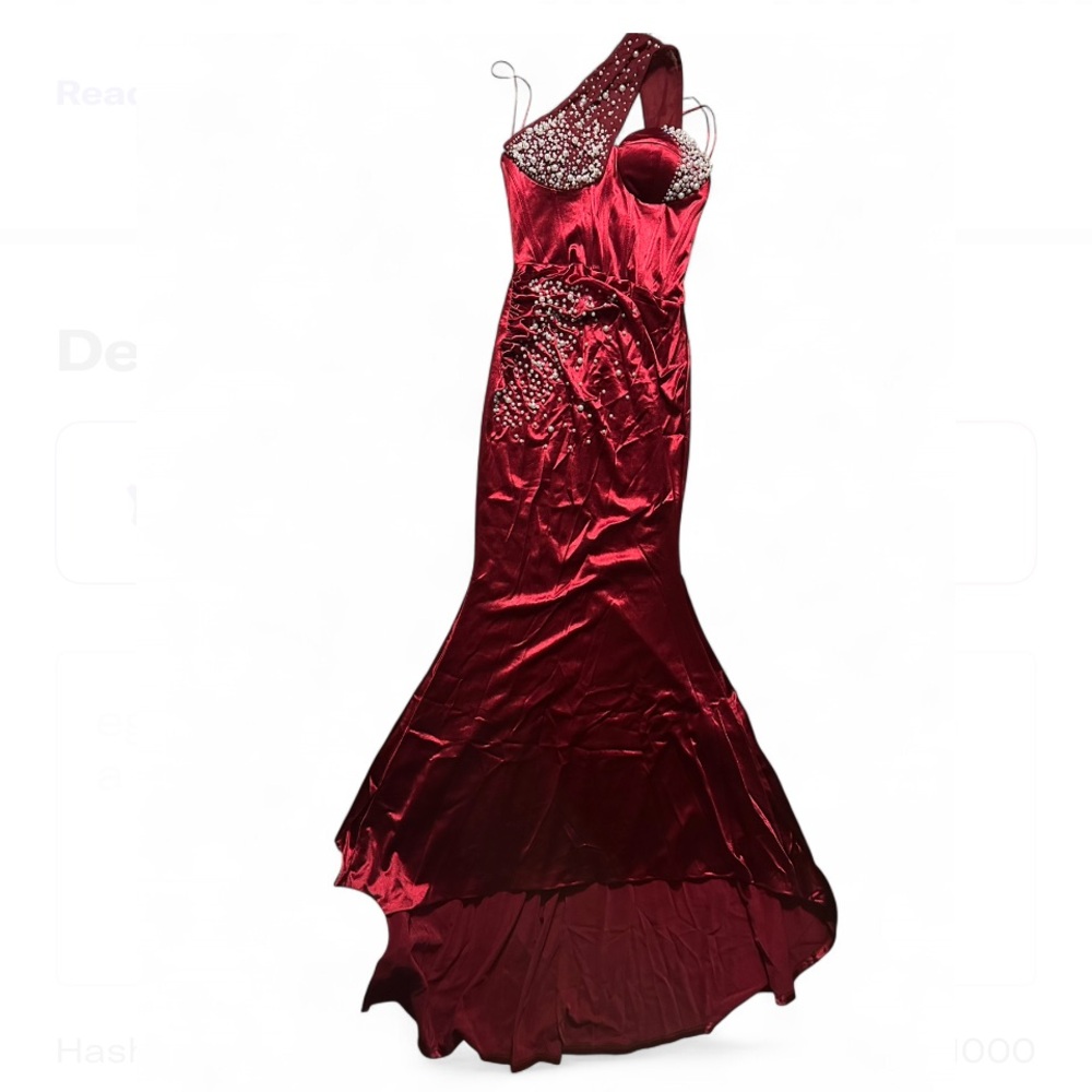 Elegant Red One-Shoulder Evening Gown P2P 15 L 49